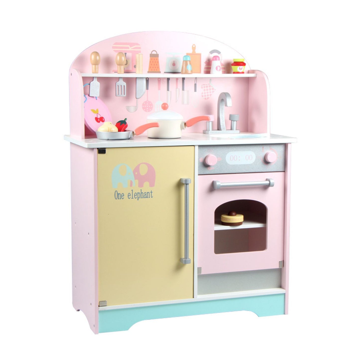 EKKIO Wooden Kitchen Playset for Kids (Japanese Style Kitchen Set, Pink) EK-KP-106-MS