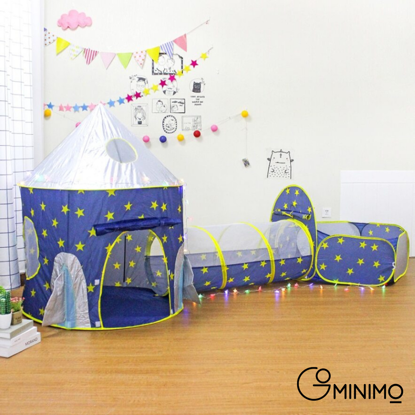 GOMINIMO 3 in 1 Sky Style Kids Play Tent with Carrying Bag (Blue and Yellow) GO-KT-100-LK