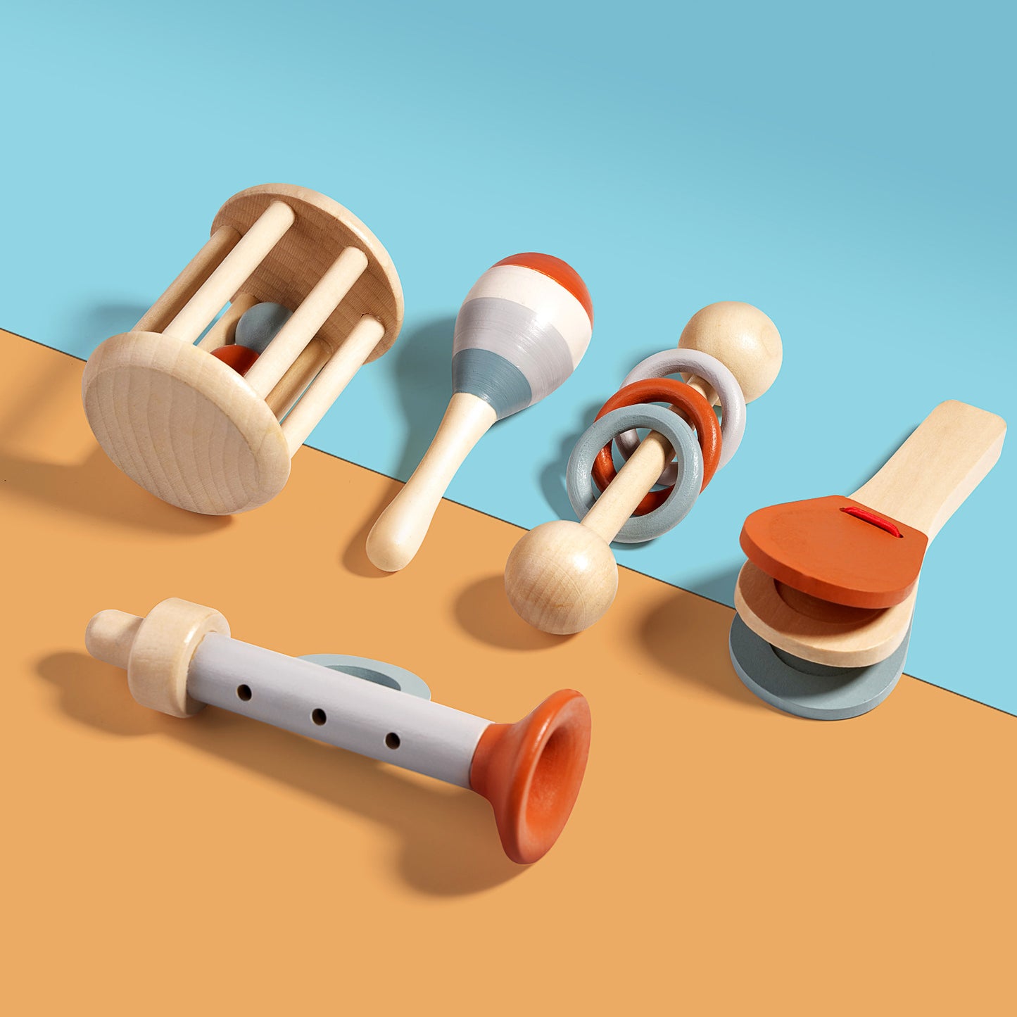 Orff Instruments Set Wooden Orff Instrument Set for Kids – Includes Rattle, Maraca, Bell, T ...