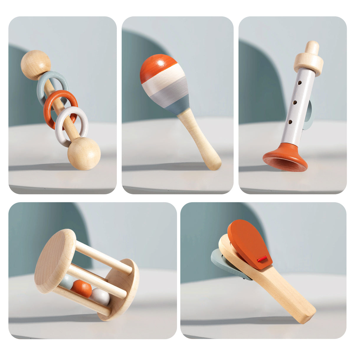 Orff Instruments Set Wooden Orff Instrument Set for Kids – Includes Rattle, Maraca, Bell, T ...