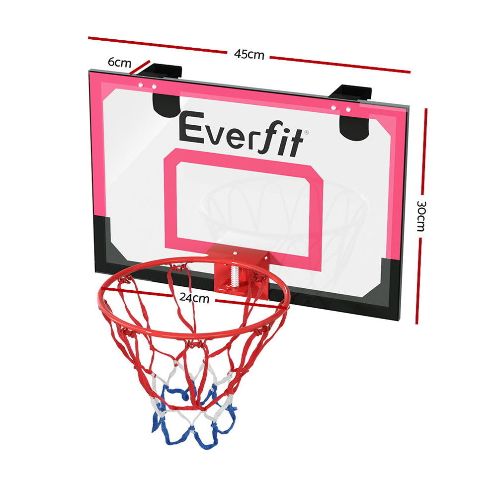 Everfit Mini Basketball Hoop Door Wall Mounted Kids Sports Backboard Indoor Red