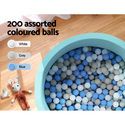 Keezi Ocean Foam Ball Pit with Balls Kids Play Pool Barrier Toys 90x30cm Blue