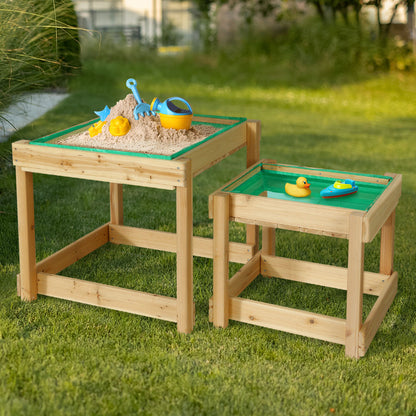 Keezi Kids Sandpit Sand and Water Wooden Table with Cover Outdoor Sand Pit Toys