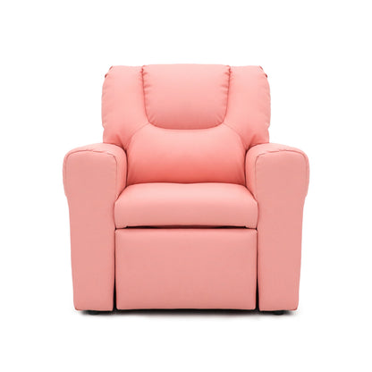 Pink Kids push back recliner chair with cup holder