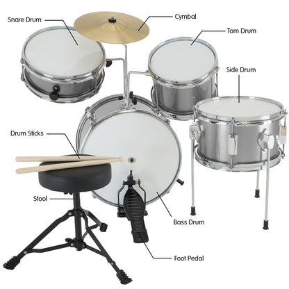 Karrera Childrens 4pc Drum Kit - Silver