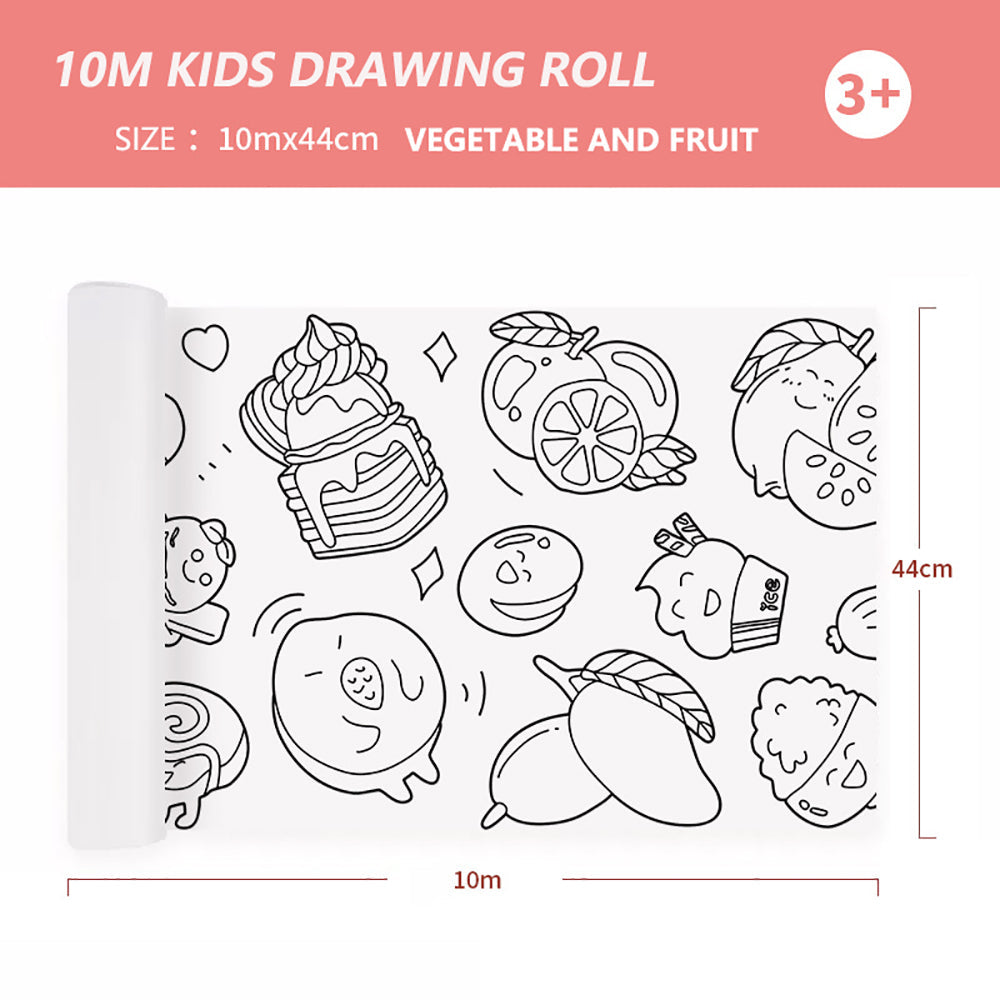 44cm*10m Kids Drawing Roll Color Filling Paper Graffiti Scroll Coloring Paper Toy(Style 01:2 themes)